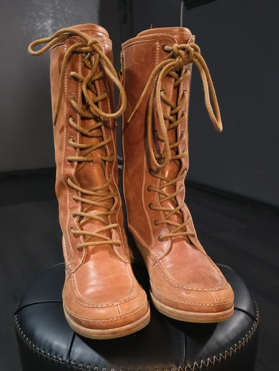Fossil Shoes - Fossil Brown Cognac Lace-Up Leather Women's Boots